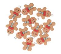 Holibanna 10Pcs Mini Gingerbread Man Pendants Lightweight DIY Jewelry Crafting Charms for Earrings Keychains and Accessories Gift Making Supplies