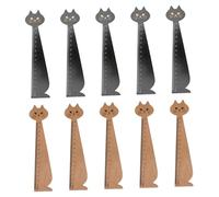 Holibanna 10pcs Retro Wood Drawing Rulers Cat Design DIY Handwriting Learning Tool Cartoon School Stationery for Home Office Accurate and Measurement