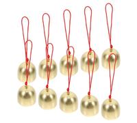 Holibanna 10pcs Rustic Mini Metal Craft Bells with Red Nylon String, 28mm Alloy Cowbells Featuring Pleasant Sound and Symbolic Design, for DIY Projects and Festive Shop Decorations