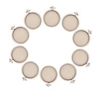 Holibanna 10pcs Small Wooden Embroidery Hoops Adjustable Mini Cross Stitch Frames for DIY Pendant Necklace Craft Decoration Beige Hand Sewing Rings