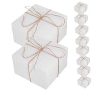 Holibanna 10Pcs Thickened White Cardstock Square Boxes with Blank Tags and Twine Cardboard Packaging for Birthday Wedding Holiday DIY Crafts Present Wrapping