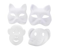 Holibanna 12pcs Hand-painted Animal Masks of Blank Masks for Includes Monkey and Elephant Designs for Masquerade Halloween and Boys and Girls Crafts
