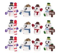 Holibanna 12pcs Miniature Snowman Figurines: Resin Christmas Fairy Garden Village Accessories - Tiny Snowman Cake Topper Statue Collectible for Winter Holiday Crafts