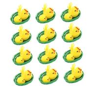 Holibanna 12pcs Miniature Soft Plush Chick Set with Nest Realistic Fluffy Easter Decorations for Family Themed Holiday Favors Travel Friendly Animal Ornaments