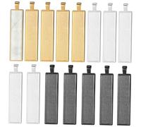 Holibanna 15pcs Metal Rectangle Pendants for Jewelry Making DIY Craft Charms in Silver Gold Black Cabochons Base for Creative Jewelry Accessories