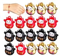Holibanna 18 Pcs Japanese Style Cat Shaped Jingle Bell Charms for DIY Crafts Pet Collar Pendants Vibrant Red Black Gold Colors Durable Painted Surface Creative Accessories for Keychains and