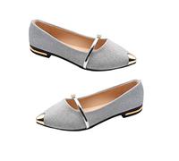 Holibanna 1pair Flat Shoes for Women Elegant Non- Design Comfortable Casual Footwear for Teens Students and Office Workers Stylish Pointed Toe Pumps Silver