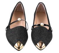 Holibanna 1pair Pearl Pumps Kitchen Decor Wall Clock Pearl Shoes Black Heels Bathroom Wall Decor Braided Ballet Flat High Heels for Women Flats Shoes Women Dress Woman Korean Version