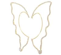 Holibanna 1Pair Rhinestone Wing Ear Cuff Earrings Fairy Elf Ear Wraps No Piercing Clip Earrings for Women Unique Costume Accessories Golden Fantasy Elegance