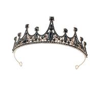 Holibanna 1pc Elegant Baroque Crystal Crown Vintage Black Tiara for Bridal Wedding Birthday and Pageant Events Stunning Hair Accessory Graceful Design Eye-catching Elegance