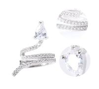 Holibanna 1pc Snake Earring Rhinestones Sterling Silver No Piercing Stud Earring Clip Ear Jewelry for Women