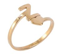 Holibanna 1Pc Stylish Golden Stainless Steel Initials Ring for Simple Vintage Finger Jewelry present for Decoration Outfit