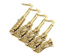 Holibanna 1set Plastic Saxophone Model Golden Fake Saxophone for DIY Decor Pretend Play Photography Props and Crafting Lightweight Ornaments 4pcs