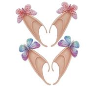 Holibanna 2 Pairs Butterfly Elf Ears Cosplay Accessories for Women Soft Comfortable Party Ears Reusable Fairy Costume Props for Halloween Photography and Dress Up Events
