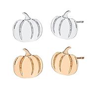 Holibanna 2 Pairs Halloween Pumpkin Earrings Cute Pumpkin Tiny Earrings Silver Gold Plated Enameled Party Jewelry for Women