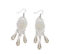 Holibanna 2 Pairs Lace Resin Earrings for Women Charming Studs with Beautiful Floral Design Retro Style Accessories for Party Banquet Everyday Wear