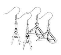 Holibanna 2 Pairs Math Ear Jewelry Triangle Drop Earrings Women Math Earrings Women Dangle Earrings Ruler Earrings Womens Earrings Unique Earrings Silver Pendant Miss Sterling Silver