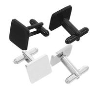 Holibanna 2 Pairs Square Stainless Steel Cufflinks Set of DIY Mens Accessories for Business Weddings Formal Occasions Stylish French Design for Father Husband Boyfriend