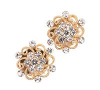Holibanna 2 Pcs Rhinestone Metal Shirt Button Covers Gold Tone, Flower-shaped Embellished Cufflink Accessories for Tuxedo and Formal Shirts, Detachable Sparkly Button Covers for Men