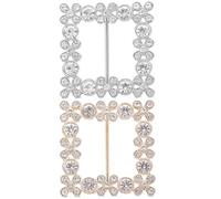 Holibanna 2 Pcs Rhinestone Scarf Clasp Clips with Pearl and Square Crystal, Metal Tie Ring Buckles for Women’s Clothing Accessories, Elegant Scarf Holders for Shirt Corners and Shawls