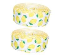 Holibanna 2 Rolls Lemon Print Wired Edge Ribbon Polyester Craft Ribbon for Summer Spring Party Decoration DIY Floral Arrangements Wreaths Hair Bows and Wrapping