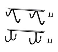 Holibanna 2 Set Under Cabinet Cup Holder Rack with Hooks Space-Saving Metal Cup Drying Hanger for Kitchen Upside Down Drain Design Household Mug Storage Organizer