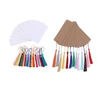 Holibanna 2 Sets DIY Unfinished Paper Bookmarks with Colored Tassels Blank Craft Page Markers for Students and Hanging Decoration Double Sided Writable