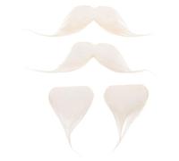 Holibanna 2 Sets White Realistic Fake Beards and Mustaches Costume Set for Halloween Christmas Party, White Synthetic Beard Kit for Adult Old Man Dress-Up and Carnival Stage Props