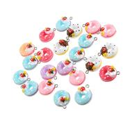 Holibanna 20pcs Creative Hanging Pendant Set with Strawberry Fruit Shape and Donut Resin Charms, Plastic Bag Decoration Accessories with Finely Crafted Details for Valentine's Random Color