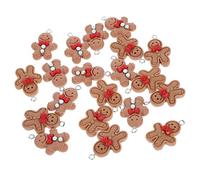 Holibanna 20Pcs Mini Gingerbread Man Pendants Cute Charms for DIY Jewelry Making for Necklaces Bracelets Earrings Keychains and More