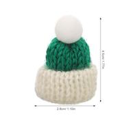 Holibanna 20pcs Mini Knitting Wool Yarn Hats DIY Tiny Knit Hats with Green and White Red Pom Poms for Doll Crafting and Christmas Decorations