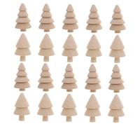 Holibanna 20pcs Miniature Wooden Christmas Trees Unfinished DIY Peg Dolls for Holiday Crafts Small Natural Wood Ornaments for Table Decor and Creative Painting Projects