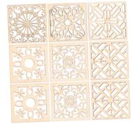 Holibanna 20pcs Square Hollow Wooden Pieces DIY Craft Decorations Natural Wood Slices for Floral Ornaments Bohemia Style Wooden Cutouts for Birthday Wedding Christmas Party