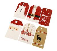Holibanna 24pcs Christmas Hanging Paper Tags Festive Tree Decorations for Xmas Party Gift Packaging Supplies with Classic Holiday Patterns