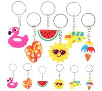 Holibanna 24pcs Summer Keychain Ornaments Hawaii Beach Party Favors Creative Hanging Decorations for Bags Includes Sun Flamingo Ice Cream Watermelon More for Party Accessories
