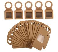 Holibanna 25Pcs Wine Bottle Box with Window Refillable Kraft Paper Hanging Case for Parties Events Portable Storage