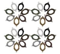 Holibanna 28pcs Oval Bezel Pendant Base Trays in Alloy for Necklace DIY and Gatherings, Universal Application with Resisting Fingerprints, Classic Vintage Style Blank Pendant Trays