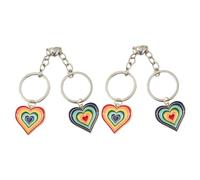 Holibanna 2pairs Couples Heart Design Keychains of Romantic Metal Key Pendants DIY Key Ornaments for Valentine Day Accessories for Lovers and Friends
