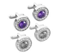 Holibanna 2Pairs Elegant Zircon Round Cufflinks for Men Sophisticated Accessory for Business Suits Formal Occasions Captivating Design with Sparkling Stones