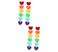Holibanna 2pairs Heart Interlocking Earrings for Women Resin Dangle Jewelry Vibrant Rainbow Ear Accessories for Girls for Moms Friends and Teens