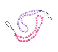 Holibanna 2Pcs Acrylic Beaded Star Shaped Phone Lanyard Detachable Wrist Strap for Mobile Phones Cameras Keys Lightweight Accessories Purple Rose Pink