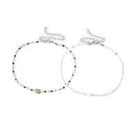 Holibanna 2pcs Adjustable Beaded Shell Necklace Summer Beach Choker for Women Boho Style Tropical Vacation Accessory