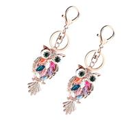 Holibanna 2pcs Adorable Owl Shape Key Chains Colorful Crystal Pendant Bag Charms for Keys Backpack Decor and Accessories Cute Animal Keyring Set