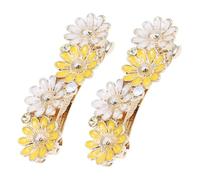 Holibanna 2pcs Alloy Daisy Flower Hair Clips Spring Barrette for Women Cute Ponytail Accessories with Chic Design Elegant Daily Wear and Celebrations