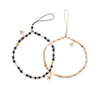Holibanna 2PCS Beaded Phone Wrist Strap with Five-star Pendant Non-slip Mobile Phone Lanyard for Cell and Cameras Comfortable Secure Grip Wristlet for Outdoor Sports and Daily Use