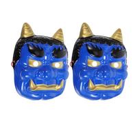 Holibanna 2pcs Blue Japanese Mask Full Face Plastic Devil Mask for Cosplay Carnival Costume Halloween Masquerade Lunar New Year Decoration
