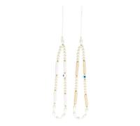 Holibanna 2Pcs Bohemian Style Beaded Phone Charm Set with Soft Clay Pearls, Beige and White Mobile Phone Decor, Anti-Lost Wrist Strap for Smartphones and Key Lanyard