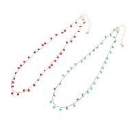 Holibanna 2pcs Boho Crystal Beaded Choker Necklaces Handmade Summer Beach Jewelry with Tiny Beads and Pendants for Women Stylish Bohemian Accessory