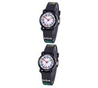 Holibanna 2pcs Boy Girl Cartoon Quartz Watch for Boys and Girls Wrist Watch Comfortable Strap Birthday for Boy Girl Accessories Black