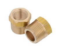 Holibanna 2pcs Brass Pipe Fitting Reducer Hex Bushing 3/8 Bspt Male to 1/4 Npt Female Threaded Adapter Connector for Water and Fuel Lines Plumbing